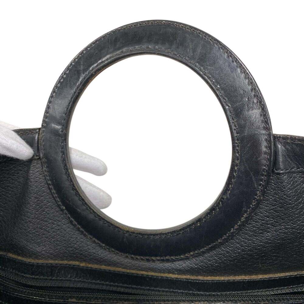 CELINE Circle Logo Macadam Handbag, Black - Picture 13 of 15